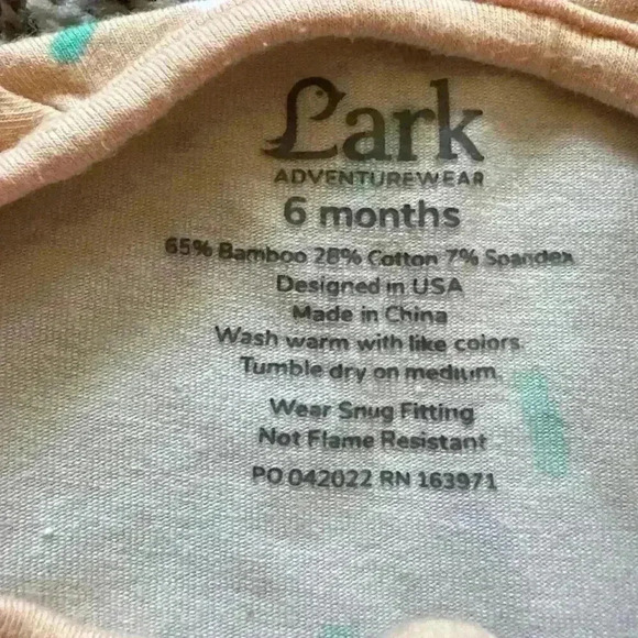 Lark Peach Sprinkle Zippy Bamboo Footie Pajamas Size 6 months - Picture 5 of 5